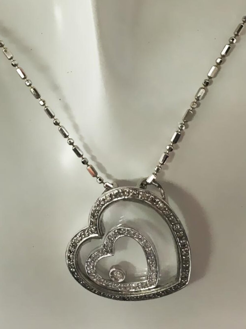 18K White Gold Diamond Floating Heart Pendant Necklace–Appraised $4,200CAD 2017